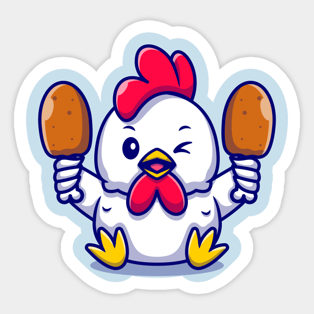 Cute chicken Holding Fried Chicken Cartoon Sticker by Catalyst Labs